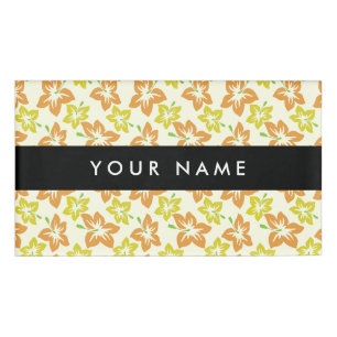 Gelber Hibiskus, orangefarbener Hibiskus, Ihr Name Namenschild