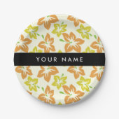 Gelber Hibiskus, orangefarbener Hibiskus, Ihr Name Pappteller (Vorderseite)