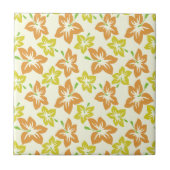 Gelber Hibiskus, orangefarbener Hibiskus, Muster f Fliese (Vorderseite)