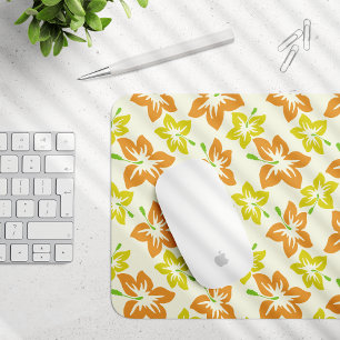 Gelber Hibiskus, Oranger Hibiskus, Blumenmuster Mousepad