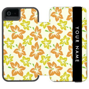 Gelber Hibiskus, Oranger Hibiskus, Dein Name Incipio Watson™ iPhone 5 Geldbörsen Hülle