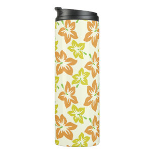 Gelber Hibiskus, Oranger Hibiskus, Florales Muster Thermosbecher