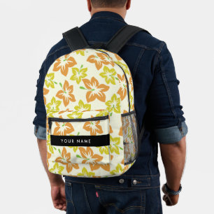 Gelber Hibiskus, Oranger Hibiskus, Ihr Name Bedruckter Rucksack