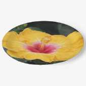 Gelber Hibiskus Pappteller (Schrägansicht)