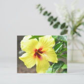 Gelber Hibiskus Postkarte (Stehend Vorderseite)