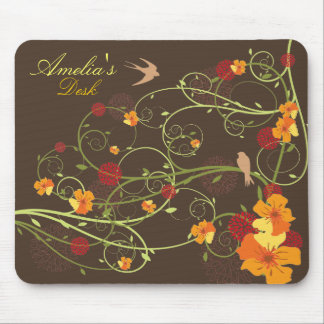 Gelber Hibiskus & Schwalben Eleganter Blumengarten Mousepad