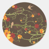 Gelber Hibiskus & Schwalben Eleganter Blumengarten Runder Aufkleber (Vorderseite)