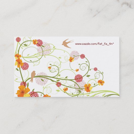 Gelber Hibiskus & Schwalben Eleganter Blumengarten Visitenkarte (Rückseite)