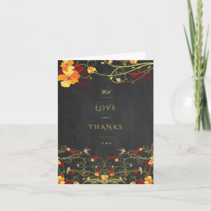 Gelber Hibiskus Schwalben Kreidetafel Hochzeit mit Dankeskarte