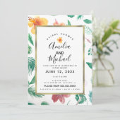 Gelber Hibiskus und Grüne Bridal Einladung (Stehend Vorderseite)