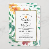 Gelber Hibiskus und Grüne Bridal Einladung (Vorne/Hinten)