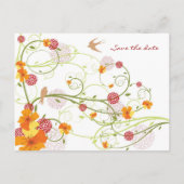 Gelber Hibiskus und Schwalbe Save the Date Ankündigungspostkarte (Rückseite)