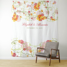 Gelber Hibiskus und Schwalben Blumen Hochzeitshint