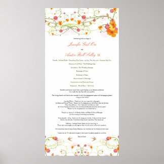 Gelber Hibiskus und Schwalben Hochzeitsprogramm Poster
