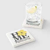 Gelber Hibiskus ZUHAUSE Melbournes Florida Steinuntersetzer (Seitenansicht)