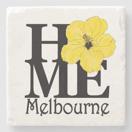 Gelber Hibiskus ZUHAUSE Melbournes Florida Steinuntersetzer (Vorderseite)