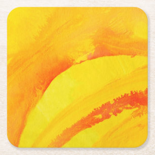 gelber Hintergrund. Aquarell auf Papier Rechteckiger Pappuntersetzer