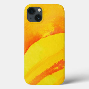 gelber Hintergrund; Aquarellfarbe auf Papier iPhone 13 Hülle
