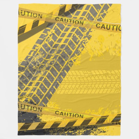 Gelber Hintergrund der Spur von schwarzem Reifen Fleecedecke (Vorderseite)