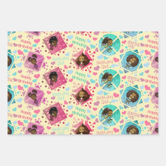 Gelber Hintergrund für Afrikanisch-amerikanische M Geschenkpapier Set (Vorderseite)