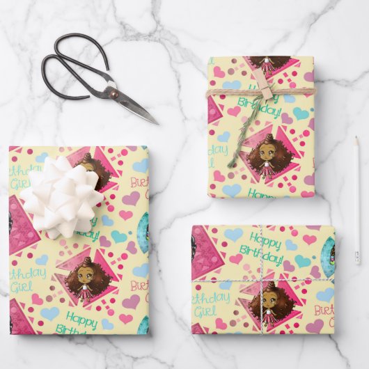 Gelber Hintergrund für Afrikanisch-amerikanische M Geschenkpapier Set (Vorderseite)