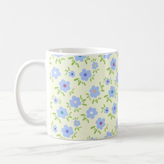 Gelber Hintergrund Happy Blume Kaffeetasse (Links)