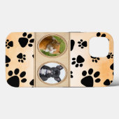 Gelber Hintergrund mit Pfoten, benutzerdefiniertes Case-Mate iPhone Hülle (Rückseite (Horizontal))