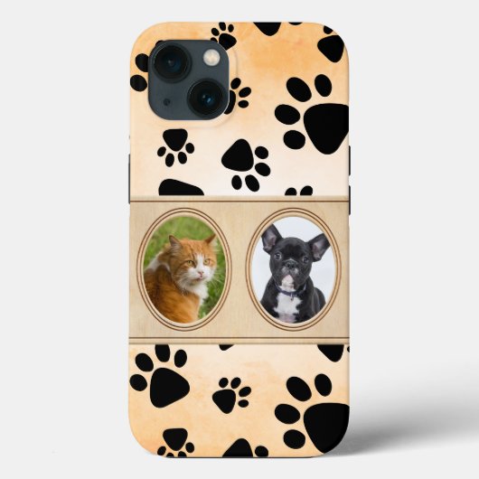 Gelber Hintergrund mit Pfoten, benutzerdefiniertes Case-Mate iPhone Hülle (Rückseite)