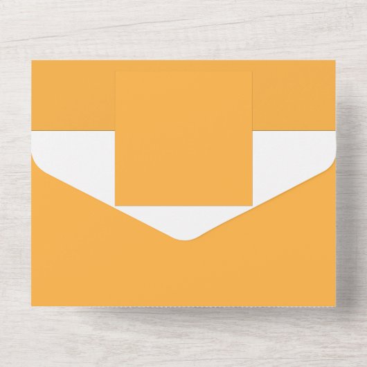 gelber Hintergrund mit schwarzer Grenze All In One Einladung (Rückseite)