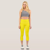 gelber Hintergrund mit schwarzer Grenze Capri Leggings (Vorderseite)
