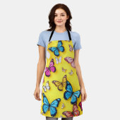 Gelber Hintergrund und Schmetterlinge Schürze (Getragen)