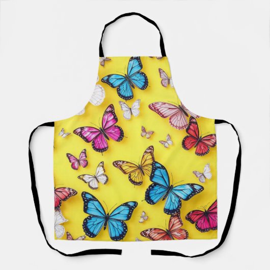 Gelber Hintergrund und Schmetterlinge Schürze (Vorderseite)