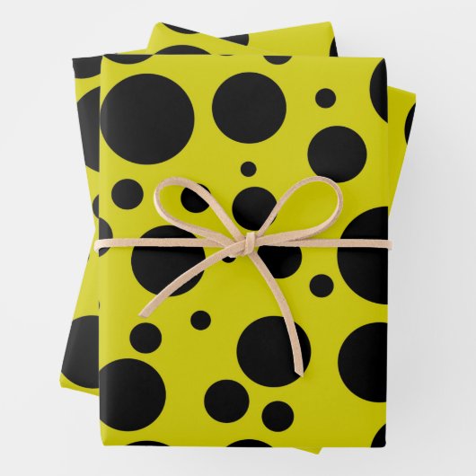Gelber Hintergrund und schwarzes Punktmuster Geschenkpapier Set (Beispiel)