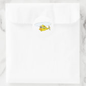 Gelber Hubschrauber-Cartoon Runder Aufkleber (Tasche)