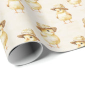 Gelber Hühnerhut Geburtstag Geschenkpapier (Rolleneckpunkt)