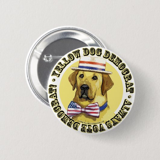 Gelber Hund Demokrat. Knopf Button (Vorne & Hinten)