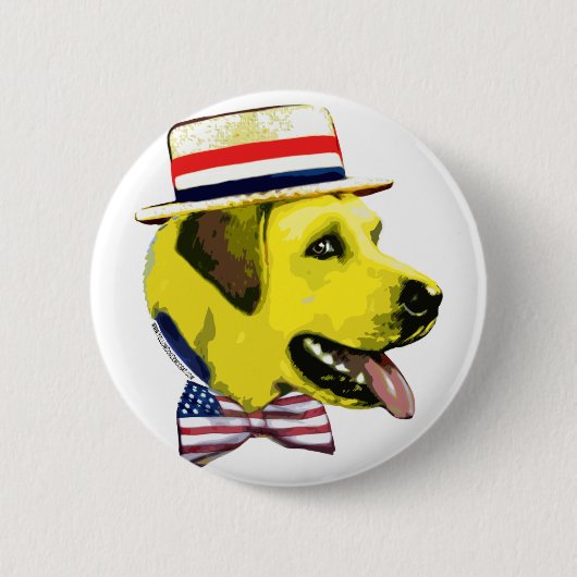 Gelber Hund Demokrat. Knopf Button (Vorderseite)