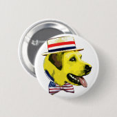 Gelber Hund Demokrat. Knopf Button (Vorne & Hinten)