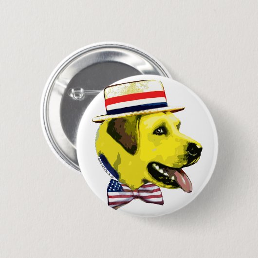 Gelber Hund Demokrat. Knopf Button (Vorne & Hinten)