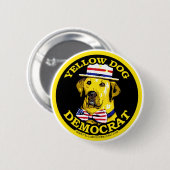 Gelber Hund Demokrat. Knopf Button (Vorne & Hinten)