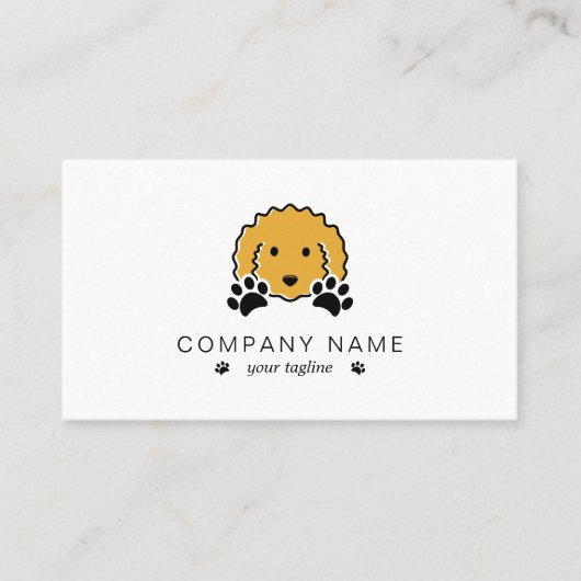 Gelber Hund mit Paw Prints Visitenkarte (Vorderseite)