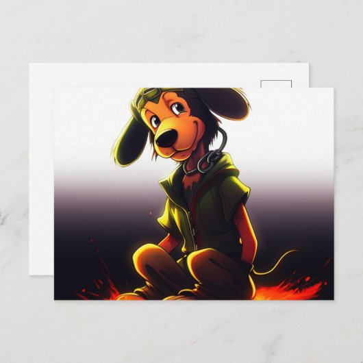 Gelber Hund Postkarte (Vorne/Hinten)