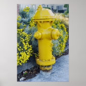 Gelber Hydrant und wild lebende Blume Poster (Vorne)