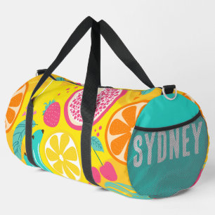 Gelber Individuelle Name aus gemischtem Obst Duffle Bag
