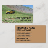 Gelber Jeep hält Frühlingsszenen-Visitenkarten Visitenkarte (Vorne/Hinten)