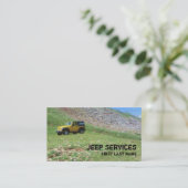 Gelber Jeep hält Frühlingsszenen-Visitenkarten Visitenkarte (Stehend Vorderseite)