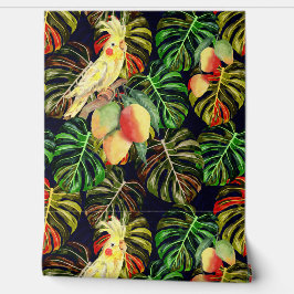 Gelber Kakadu-Papagei im Regenwald mit Mangos Tapete