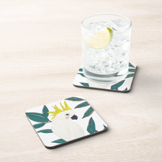 Gelber Kakadu-Untersetzer Getränkeuntersetzer (Rechte Seite)