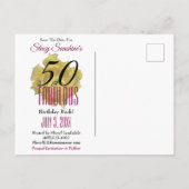 Gelber Kaktus Blume 50 und flüssig Save the Date Ankündigungspostkarte (Rückseite)