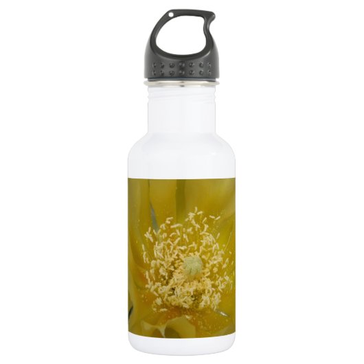 Gelber Kaktus in der Blüte Trinkflasche (Vorderseite)